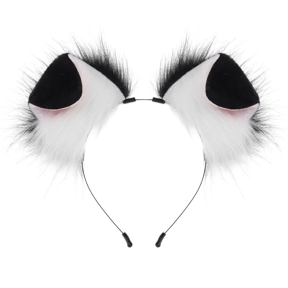 Handmade Plush Folded Ear Dog Headband Animal Ears Hair Accessory Cosplay Dog Ears Performance Tail Accessories