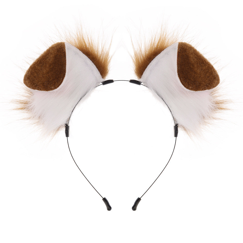 Handmade Plush Folded Ear Dog Headband Animal Ears Hair Accessory Cosplay Dog Ears Performance Tail Accessories