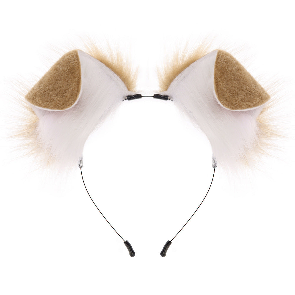 Handmade Plush Folded Ear Dog Headband Animal Ears Hair Accessory Cosplay Dog Ears Performance Tail Accessories