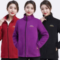 Fleece Jacket for Women Lined Thickened Zip-Up Stand Collar Loose Sporty Hoodie Warm Top