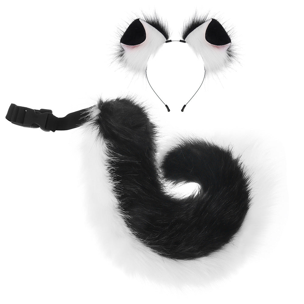 Handmade Plush Folded Ear Dog Headband Animal Ears Hair Accessory Cosplay Dog Ears Performance Tail Accessories